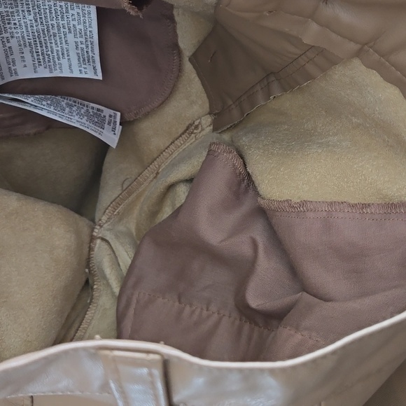 Zara Faux Leather Tan Trouser Pants Contemporary Modern Minimalist - Picture 6 of 9